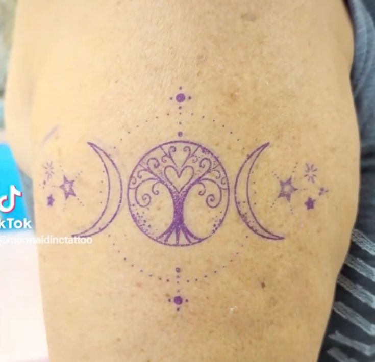 Triple Moon Goddess Tree of Life Tattoo