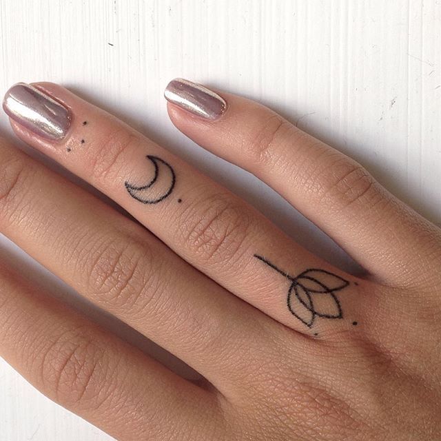 37 Dainty Moon and Stars tattoo 🌙