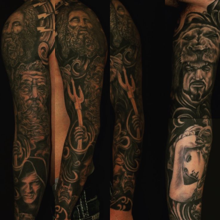 My #GreekMythology tattoo sleeve. #Tattoos #TattooIdeas #Tattoo#Sleeve  #Zues #Poseidon #Hercules #Medusa #Hades #Cerberus