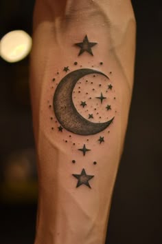 10 Moon and Stars Tattoos ideas in 2025 | star tattoos, tattoos, star  tattoo designs