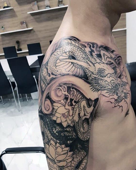 40 Fiery Dragon Shoulder Tattoo Designs for Men