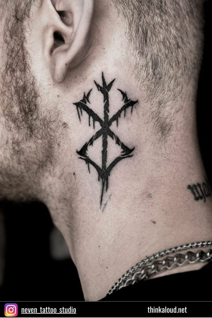 Inspiring Berserk Tattoos Behind the Ear for Strength and Sacrifice