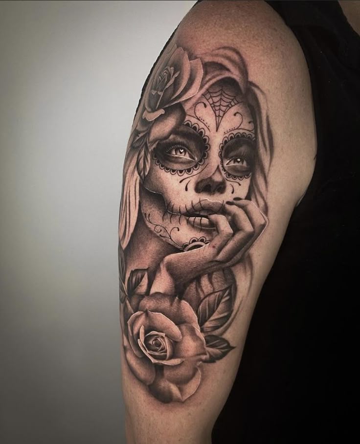Dia de los muertos shoulder tattoo