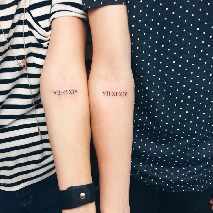 First wedding anniversary tattoos. Wedding date in Roman numerals.