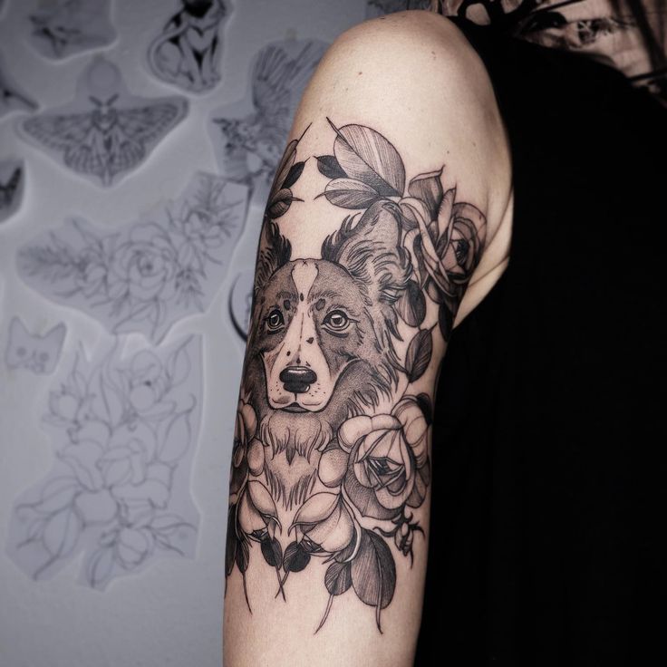 Border Collie Tattoo, collie tattoo, minimalist border collie tattoo,  border collie tattoo simple