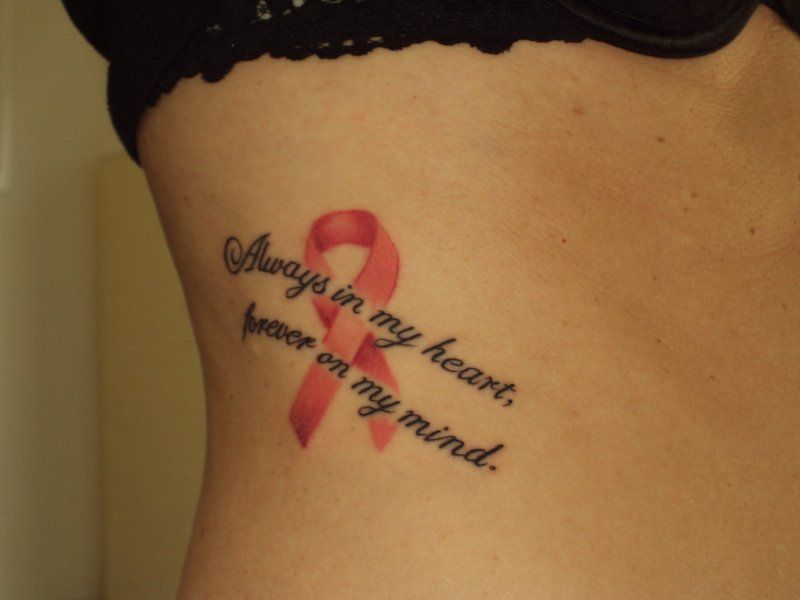 Purple ribbon tattoo
