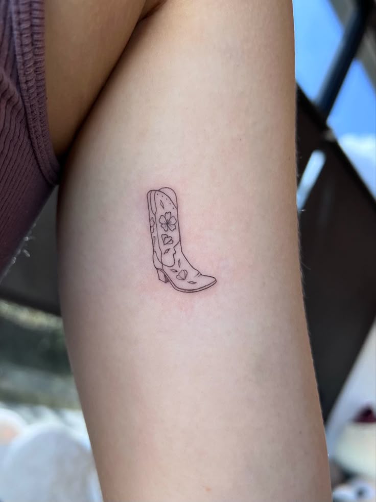 Floral Cowboy Boot Tattoo