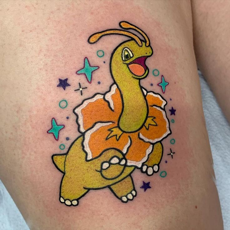 melvin_arizmendi on Instagram: "Thank you Sami! A Shiny Meganium 💛  @the_hideaway_tattoo 💫" | Pokemon tattoo, Pikachu tattoo, Tattoos