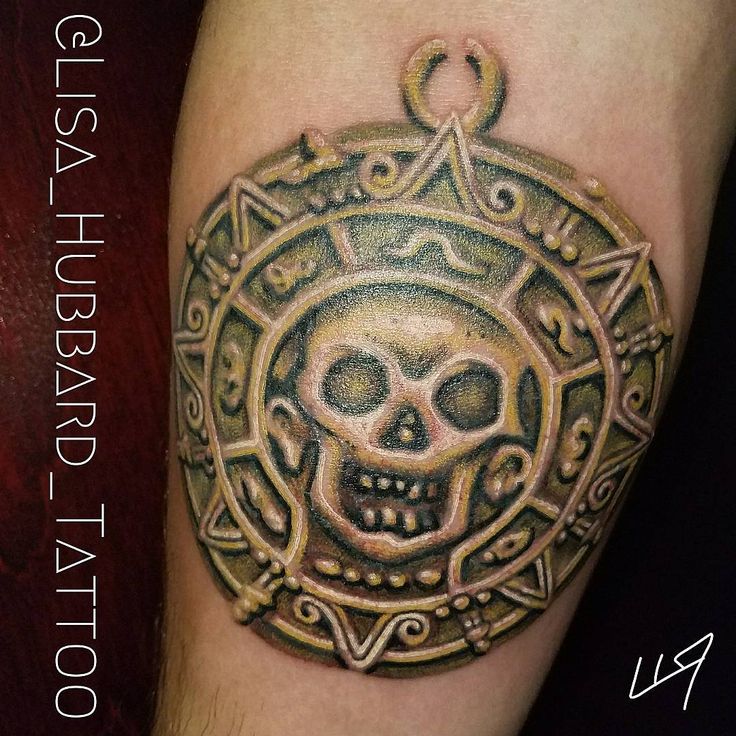 Pirates of the Caribbean! Sorry about the glare! lisa_hubbard_tattooPirates  of the Caribbean! Sorry about the glare! lisa_hubbard_tattoo# piratesofthecaribbean #pirates #aztec #coin #tattoo