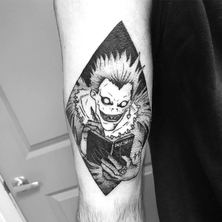 Brandon Santangelo on Instagram: "📖 💀 Ryuk from DeathNote 💀 📖 thanks  Mike! #デスノート #tattoo #tattoos #