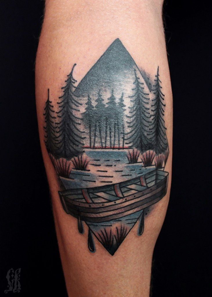 Lake landscape tattoo - Tattoogrid.net