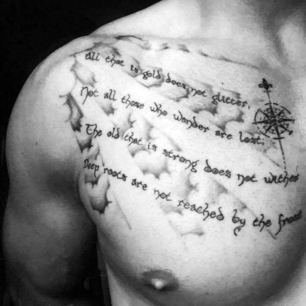 41 Inspiring Chest Quote Tattoo Designs for Men