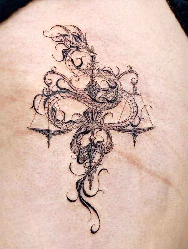 53 Elegant Libra Tattoos That Are Gorgeously Balanced