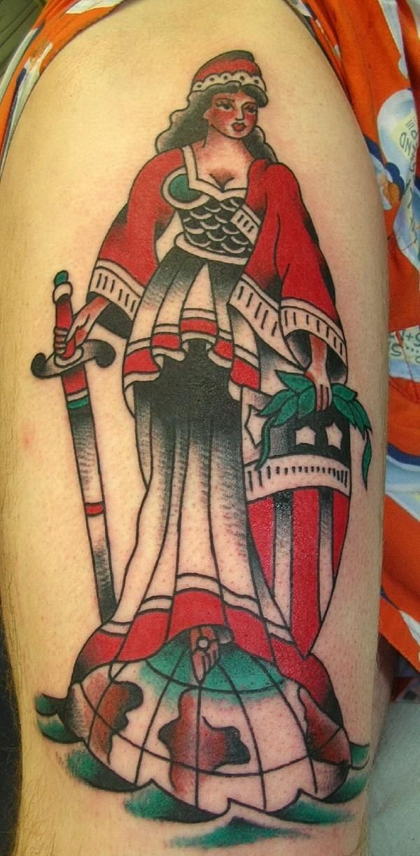 Traditional Lady Liberty Tattoo