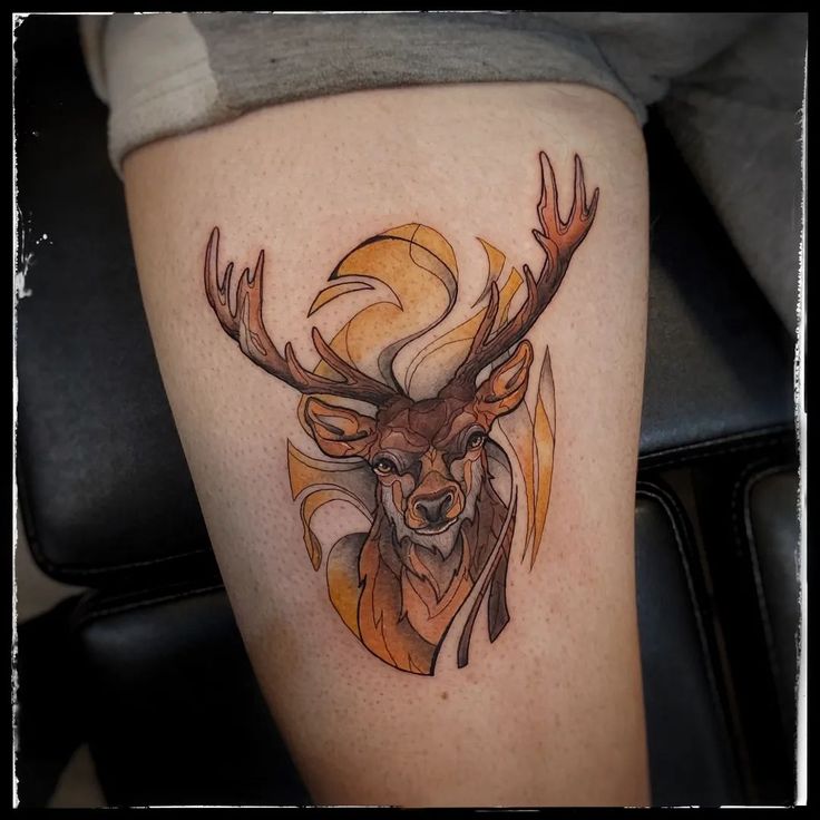 Elk Tattoo, elk tattoo ideas, geometric elk tattoo, simple elk tattoo,  traditional elk tattoo