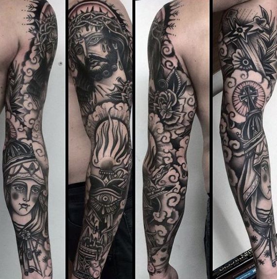 73 Religious Sleeve Tattoos for Men