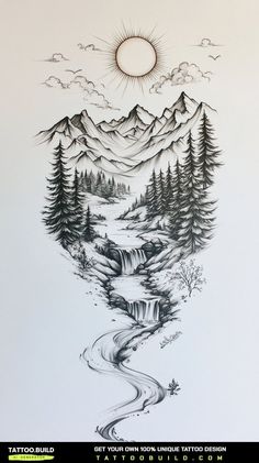 250 Forest tattoo design ideas in 2025 | forest tattoos, nature tattoos,  landscape tattoo