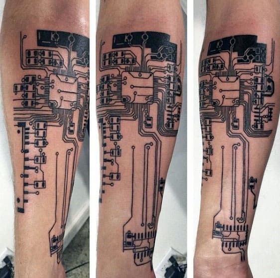 60 Cool Circuit Board Tattoo Designs for Men
