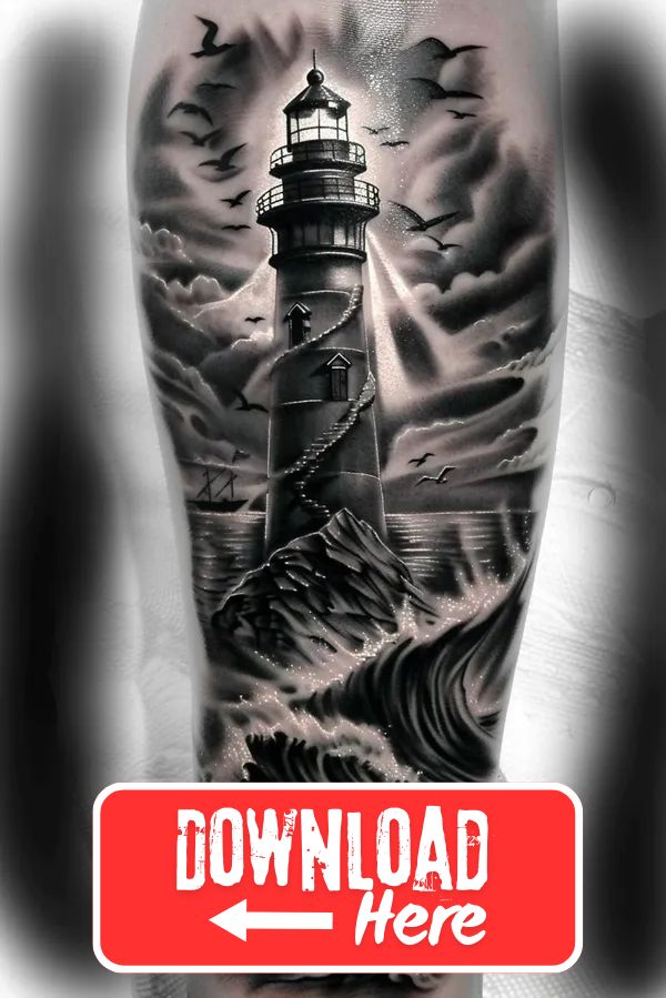 tattoo sketch Lonely Lighthouse Beam A lonely lighthou 2