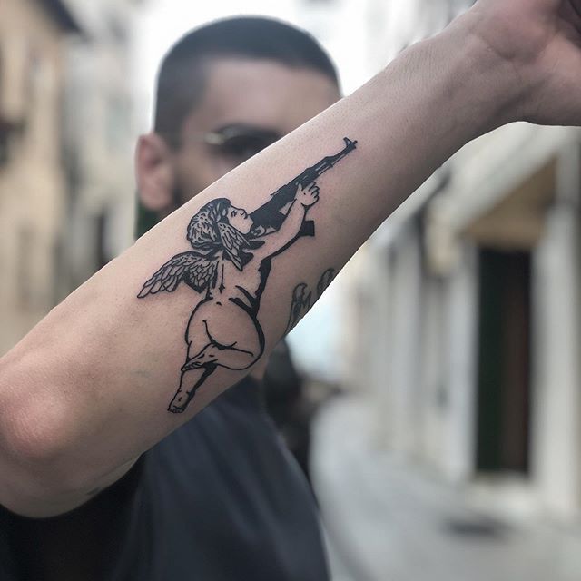 8 Ak47 tattoo ideas | cupid tattoo, tattoos for guys, cherub tattoo