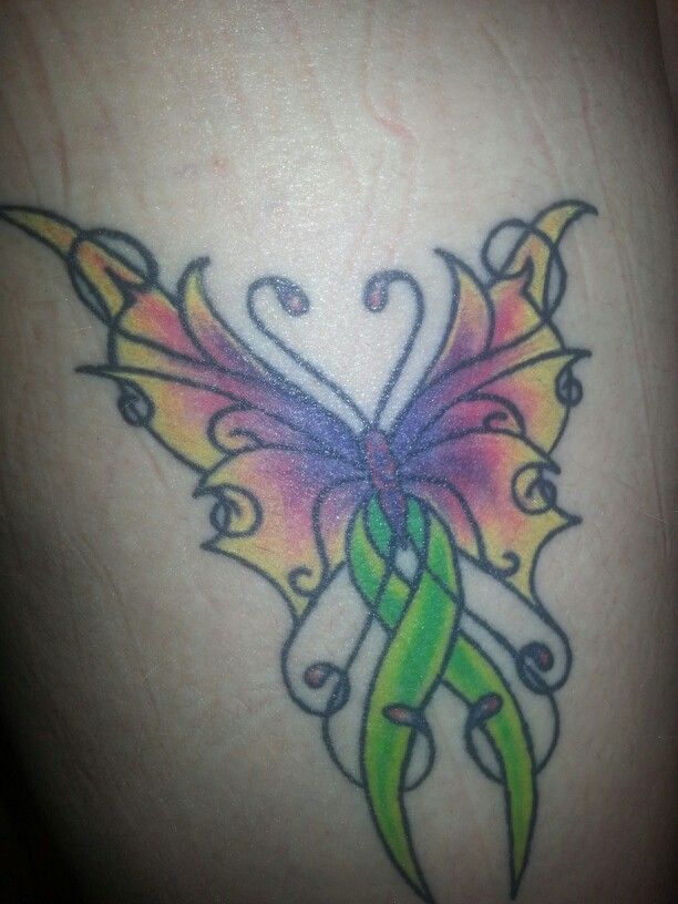Bipolar Awareness Butterfly Tattoo ~ Great blend of colors! I saw this and  had to get it done for my birthday! Great present to myself...for myself!
