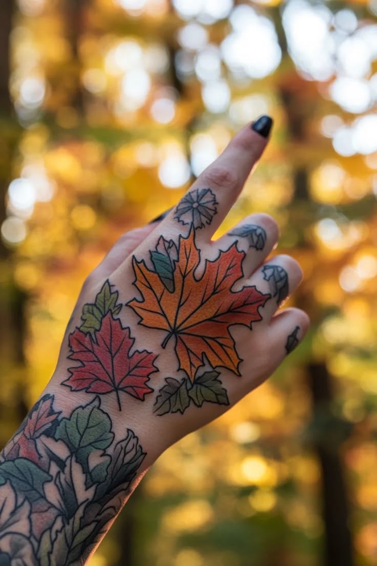 Exquisite Fall Leaves Tattoo Ideas for Autumn