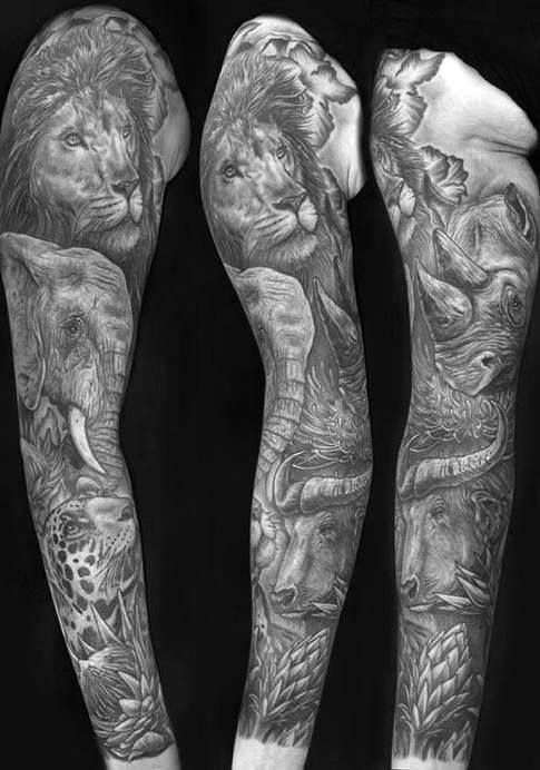 63 Roaring Lion Sleeve Tattoo Designs for Men