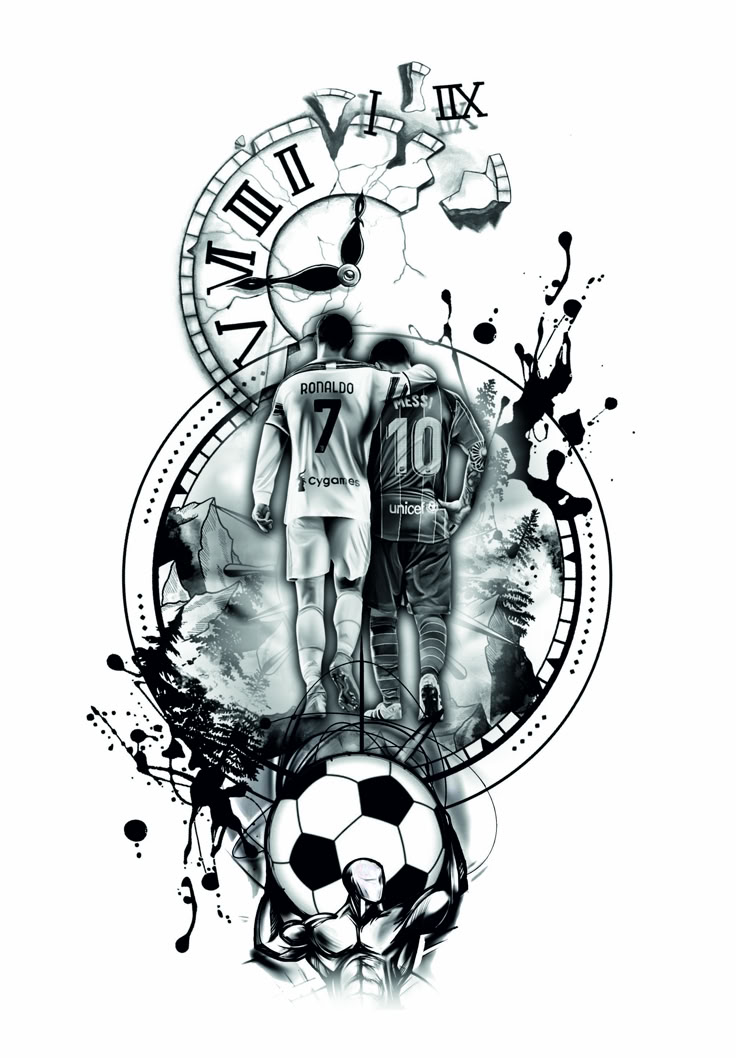 ronaldo tattoo, messi tattoo, football tattoo