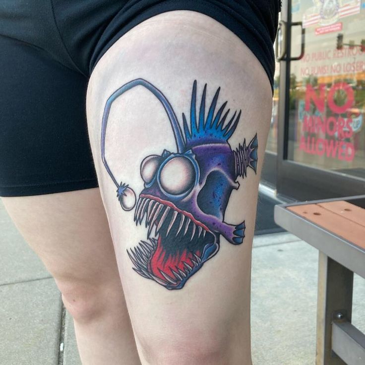 Angler Fish Tattoo , Simple Angler Fish Tattoo, Realistic Angler Fish Tattoo,Angler  Fish tattoo idea