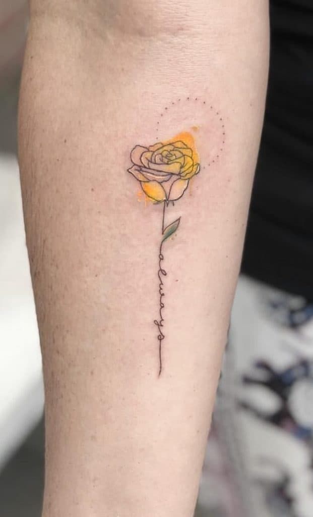 Pin by Heather Rogers on Tattoos | Yellow tattoo, Rose tattoos on wrist, Yellow  tattoo ink