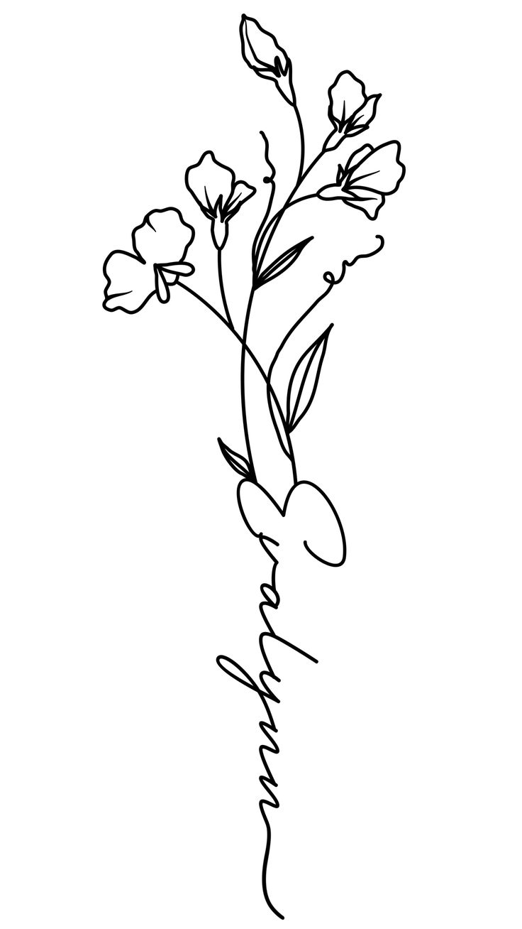 Sweet Pea Tattoo Design, April Birth Flower, Flower Name Tattoo, Etsy  Online Tattoo Design, Floral