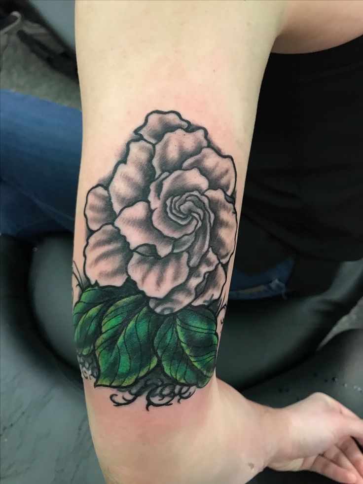 Gardenia flower cover-up tattoo