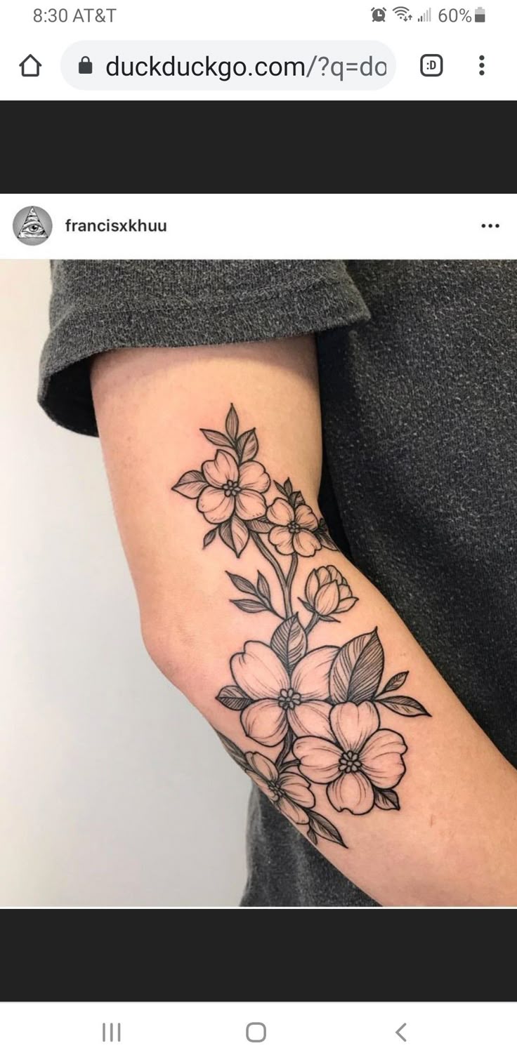 Pin by Emily Elizabeth on Tattoos | Floral arm tattoo, Botanical tattoo, Dogwood  tattoo