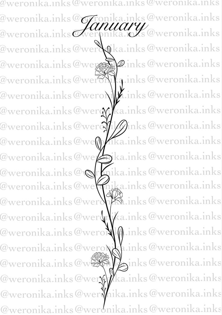 January birth month flower spine tattoo idea