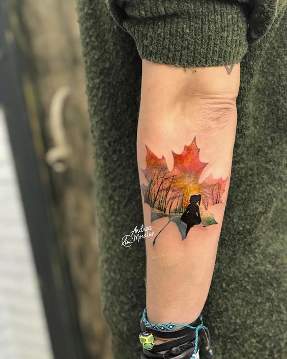 Maple Leaf tattoo by Andrea Morales