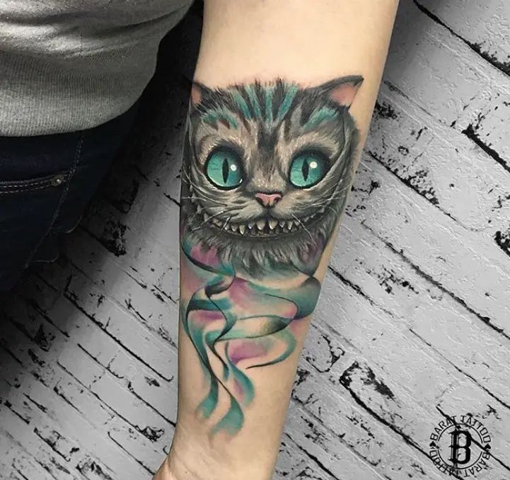 50+ Best Cheshire Cat Tattoo Designs - The Paws