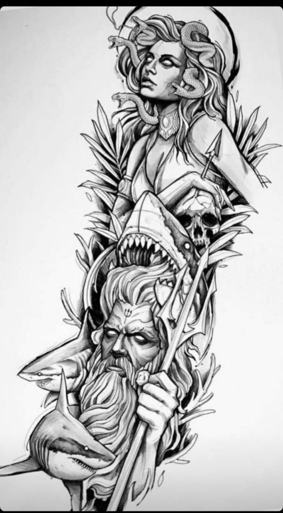 210+ Amazing Poseidon Tattoo Designs with Meanings (2024) Greek Gods Ink