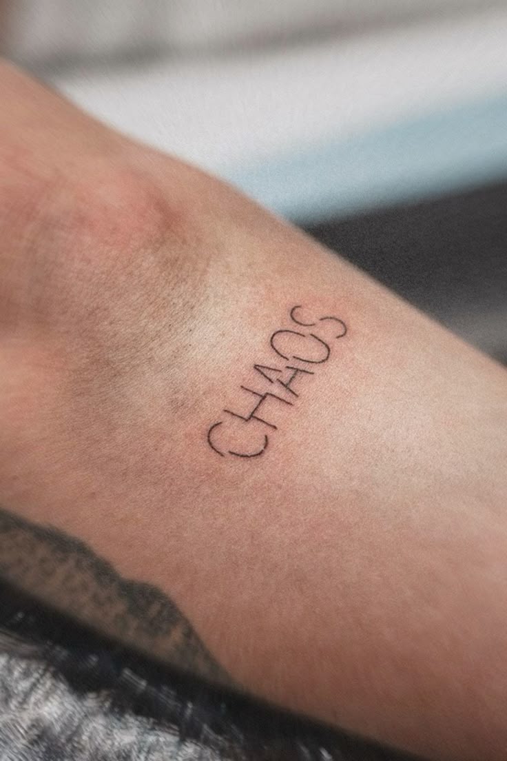 CHAOS - Fineline Script Tattoo
