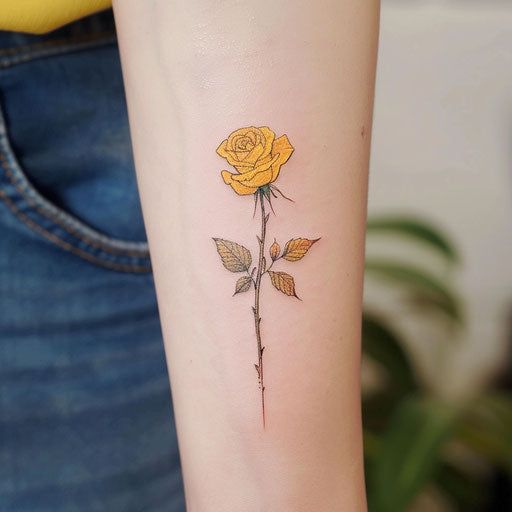 Fantastical Yellow Rose Tattoo Outlines