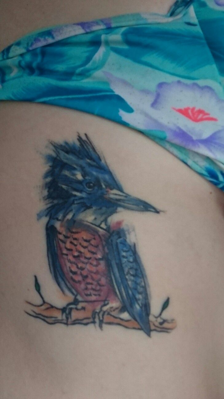 Mi tatuaje nuevo de Martín pescador. My new tattoo, a kingfisher