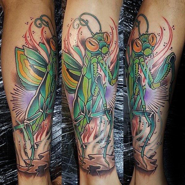 50 Epic Praying Mantis Tattoo Designs For Men