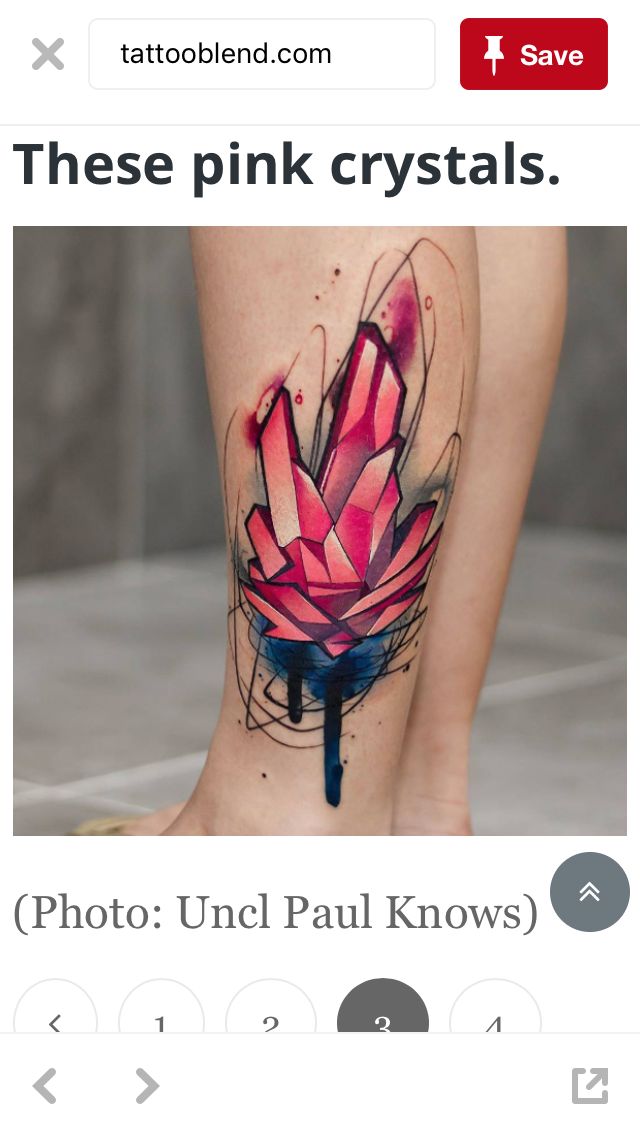 Such A Cool Tattoo. You Could Color This Cluster Of Crystals In Any Color  You Want Too. I Think I Would Do Either Blue Or Purple Instead Of The Pink  In This