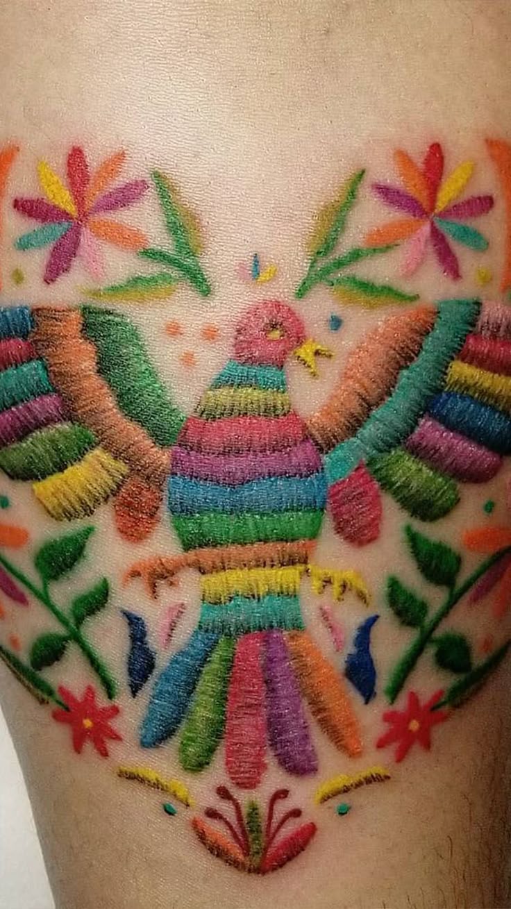 Realistic Embroidery Tattoos Inspired In Mexican Handcrafts