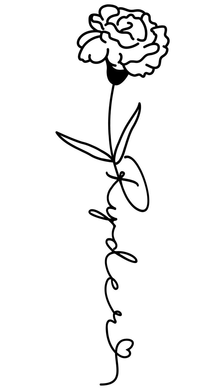January Birth Flower Name Tattoo Design, Carnation Flower Name Tattoo Idea  for Women, Floral Name