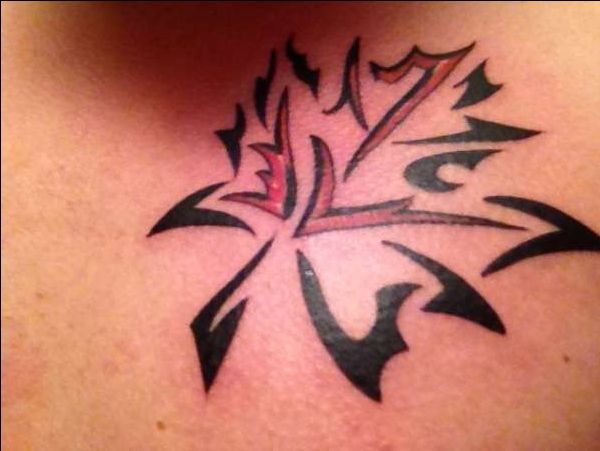 Tribal Maple Leaf Tattoo