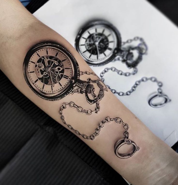 Pin by JA on TA2s | Pocket watch tattoos, Watch tattoos, Tattoos