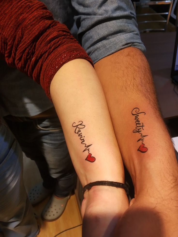 Name Tattoo with heart beat
