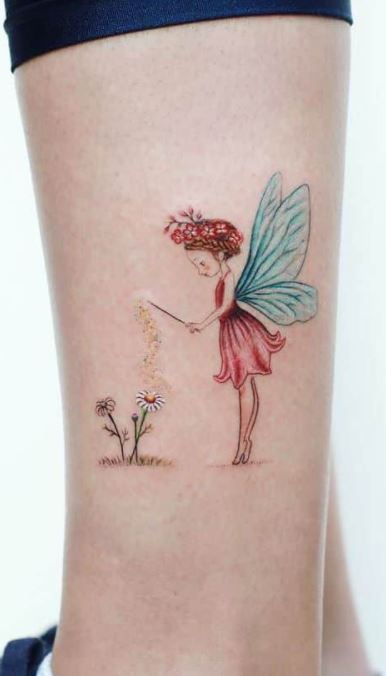 Fairy on a Flower Tattoo