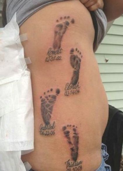 64+ trendy tattoo ideas for kids names for women foot prints #tattoo | Baby feet  tattoos, Trendy tattoos, Baby footprint tattoo