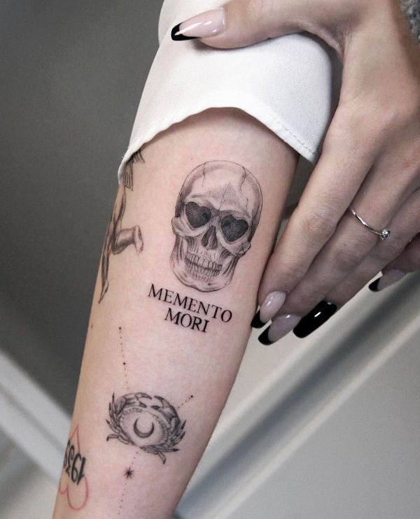 35 Memento Mori Tattoo Designs to Remember Life's Meaning | Calavera tattoo, Memento mori tattoo, Wrist tattoos